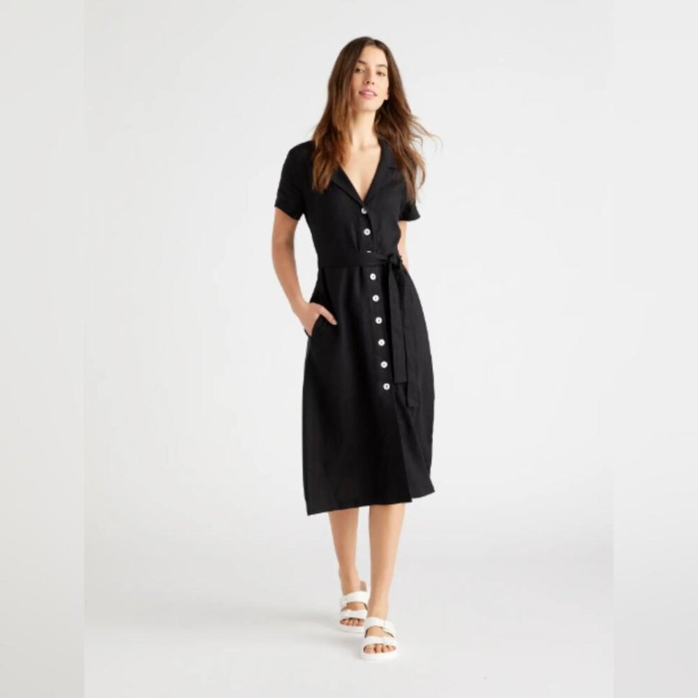 Quince Black Midi Dress